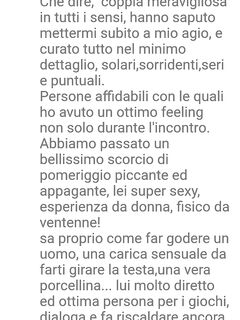 Il mio annuncio è i feedback delle coppie che ho incontrato.